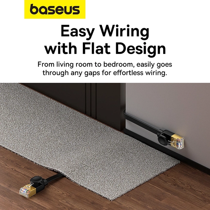 Baseus Cat 7 UTP Ethernet RJ45 Cable Flat 2 m black