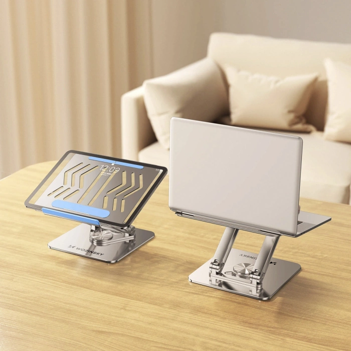 Laptop stand Wozinsky WRS-CPY84SS aluminum + Free! smartphone stand - silver