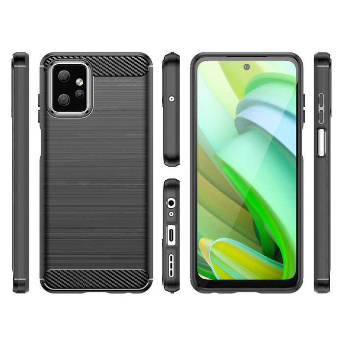 Carbon Case pro Motorola Moto G Power 2023 flexibilní silikonový karbonový kryt černý