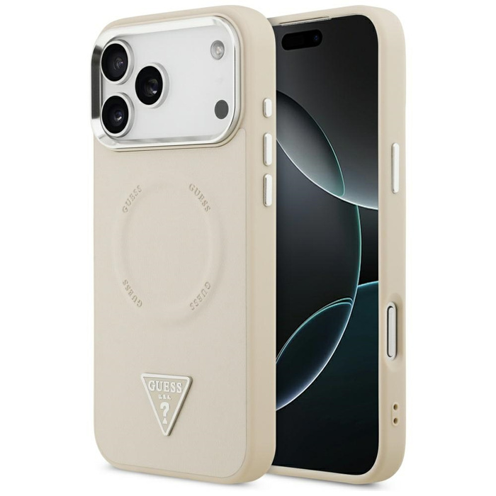 Etui Guess Triangle Logo MagSafe do      iPhone 17 Pro Max beżowy