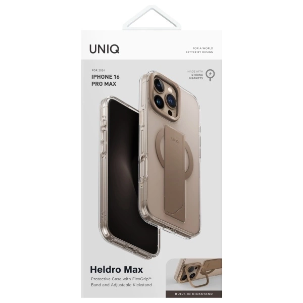 Etui UNIQ Heldro Max iPhone 16 Pro Max 6.9" Magclick Charging złoty/taupe gold