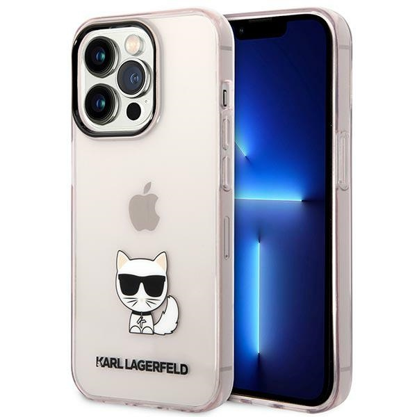 Hülle KARL LAGERFELD Apple iPhone 14 Pro Max Transparent Choupette Body Rosa Hartcase
