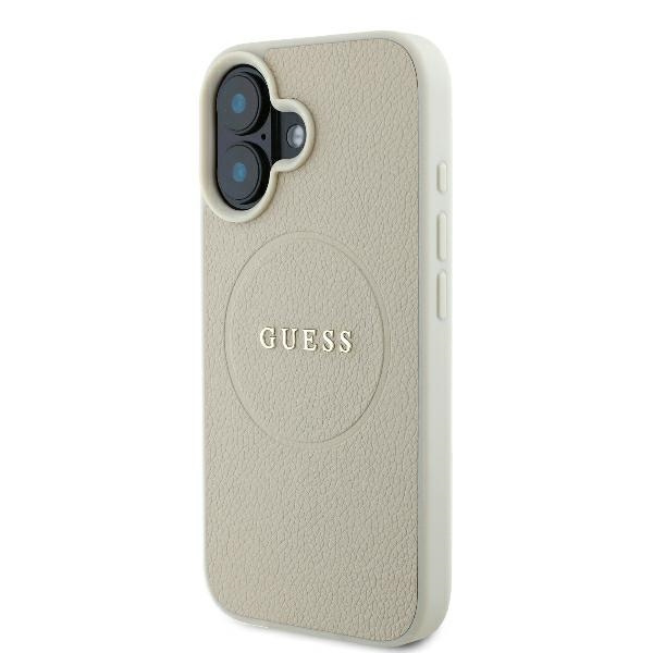 Etui Guess iPhone 16 6.1" beżowy/beige hardcase Grained Ring MagSafe
