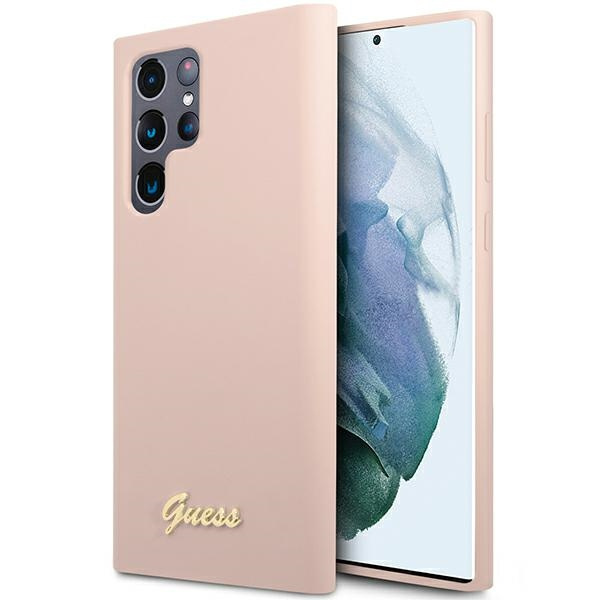 Obal Guess GUHCS23LLSLMGPP S23 Ultra S918 pink/pink hardcase Silicone Script Metal Logo Case