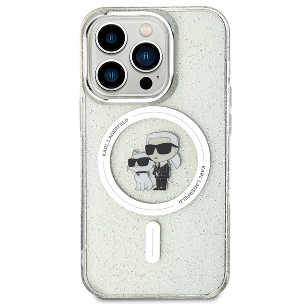 Etui Karl Lagerfeld KLHMP15LHGKCNOT iPhone 15 Pro 6.1" transparent hardcase Karl&Choupette Glitter MagSafe Case