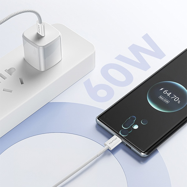 AWEI kabel CL-219T USB-C na USB-C 60W biały/white iPhone 15
