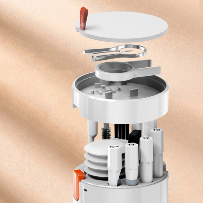 Multifunktionales 20-in-1-Reinigungsset für Kopfhörer, Tastatur und Displays – weiß