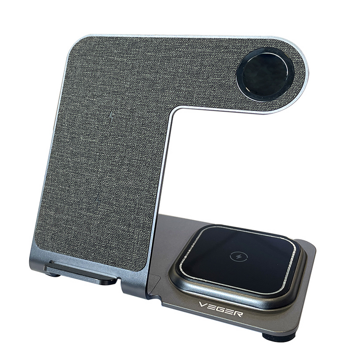 VEGER ładowarka indukcyjna 3w1 Qi 20W Y9 szara