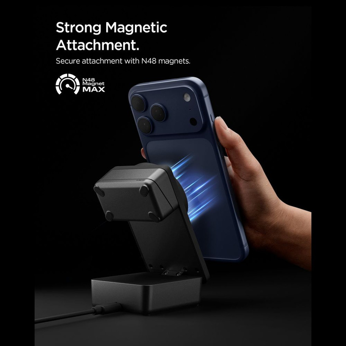 Spigen EF323MQ ESSENTIAL 3IN1 MagNETIC MagSafe CHARGEUR SANS FIL 25W Qi2.2 NOIR