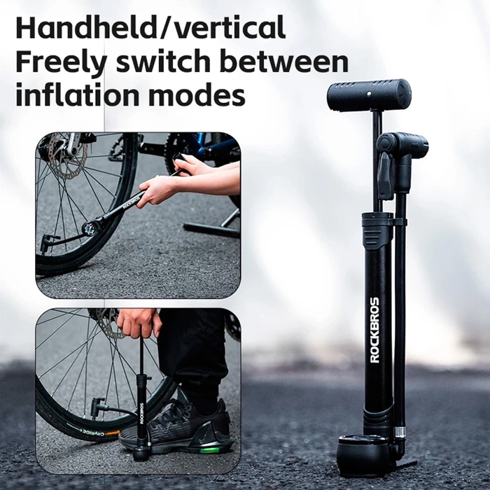 Rockbros 42310006001 pompe à vélo avec manomètre - noir
