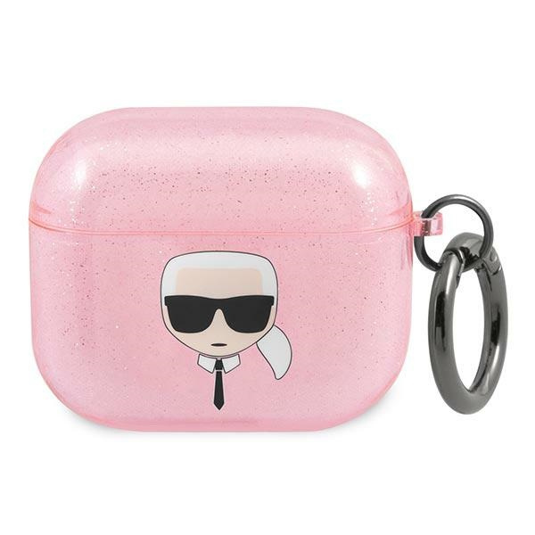 Case KARL LAGERFELD Apple AirPods 3 Cover Glitter Karl`s Head Pink Case