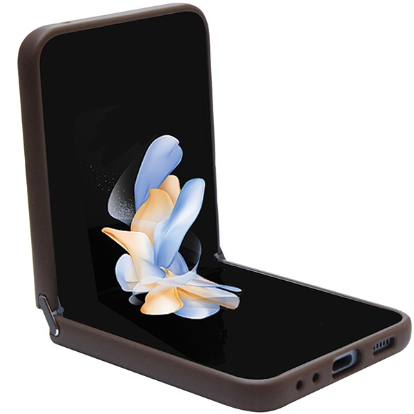 Case Guess GUHCZF5P4TDPW F731 Galaxy Z Flip5 brown/brown hardcase Leather 4G Triangle Strass Case