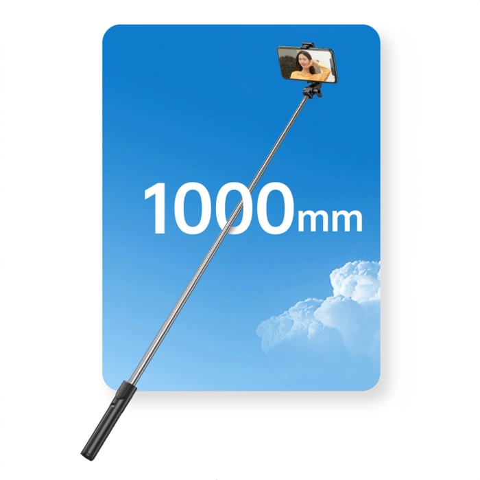 Selfie-Stick WHS1Y Teleskopstativ 1 m mit Telefonhalter – Schwarz