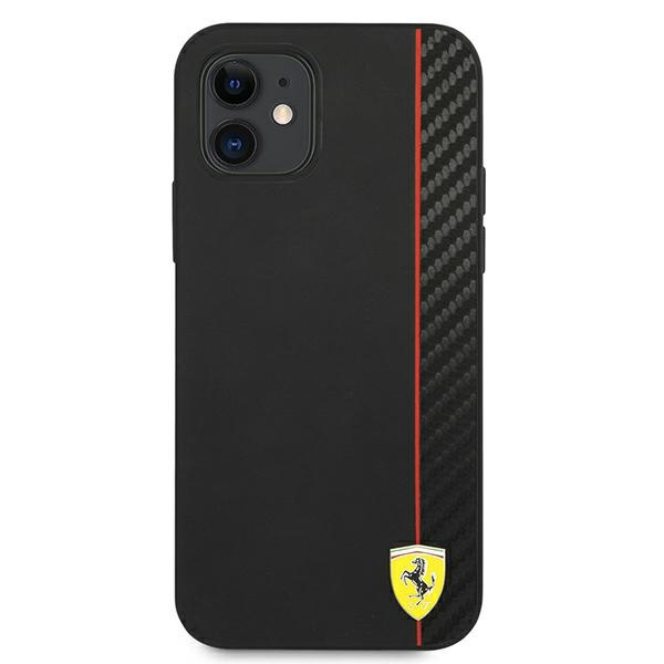 Coque FERRARI Apple iPhone 12 Mini On Track Carbon Stripe Black Hardcase