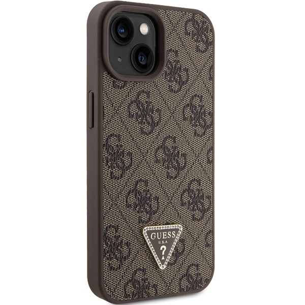 Guess GUHCP15SP4TDPW iPhone 15 6.1" brown/brown hardcase Leather 4G Triangle Strass