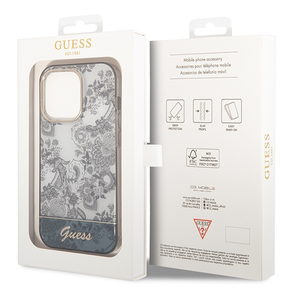 Case Guess iPhone 14 Pro 6.1" grey/grey hardcase Porcelain Collection