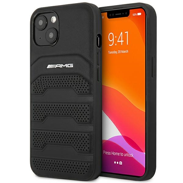 AMG AMHCP14MGSEBK iPhone 14 Plus 6,7" schwarz/schwarz hartcase Leder Debossed Lines