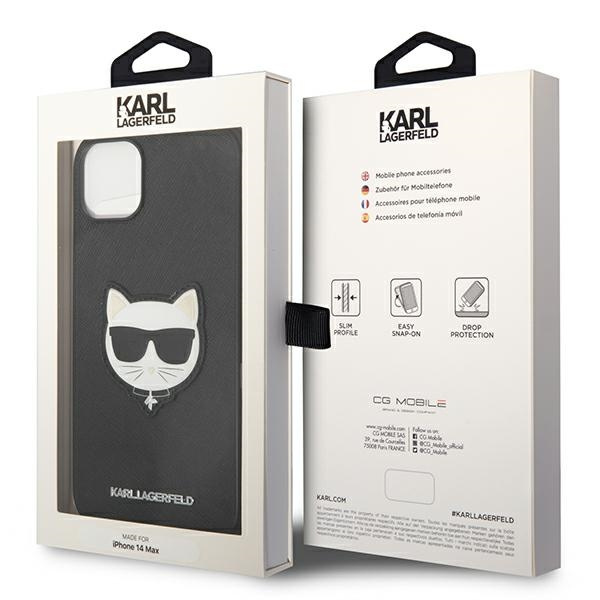 Case Karl Lagerfeld iPhone 14 Plus 6.7" hardcase black/black Saffiano Choupette Head Patch