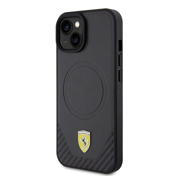 Cover Ferrari FEHMP15SPTEK iPhone 15 6,1" nero/nero durocase Carbon Metal Logo MagSafe Case