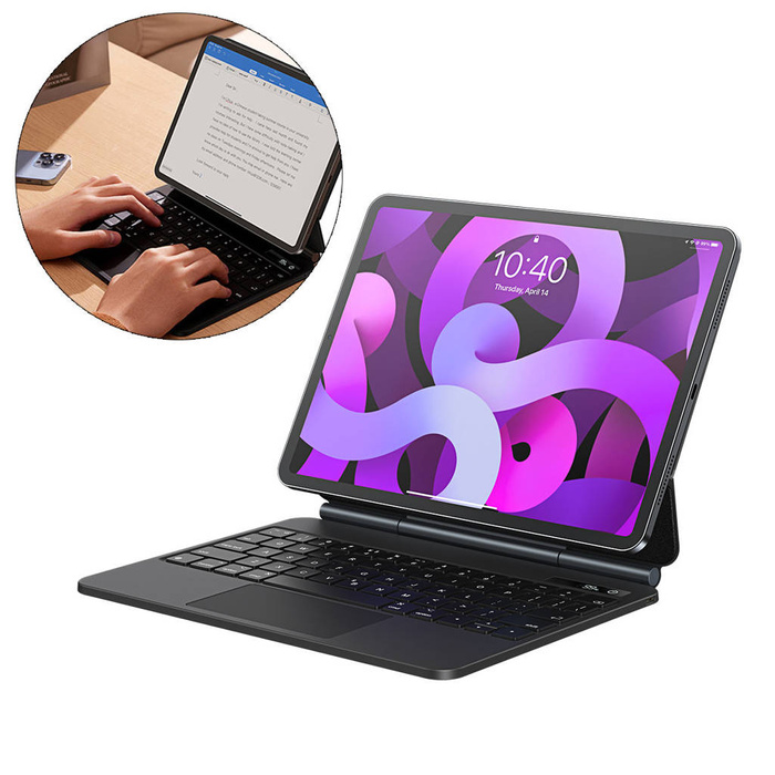 Baseus Brilliance Magnetic Case Wireless Keyboard mit Display iPad Pro 11'' (2018/2020/2021) / iPad Air 4 10.9'' / iPad Air 5 10.9'' / iPad 10 10.9'' (2022) grau