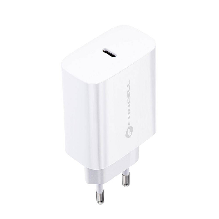 Ładowarka sieciowa do telefonu Forcell F-Energy USB C QC4.0 PD 3A 20W + kabel USB C do Lightning TFK-TC-20WPD biała
