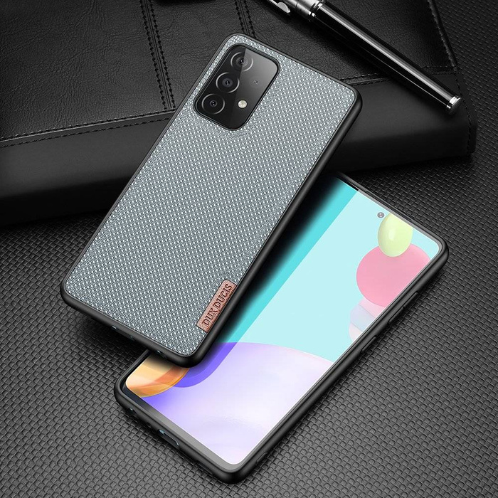Coque Dux Ducis Fino recouverte de matière nylon pour Samsung Galaxy A72 4G grise