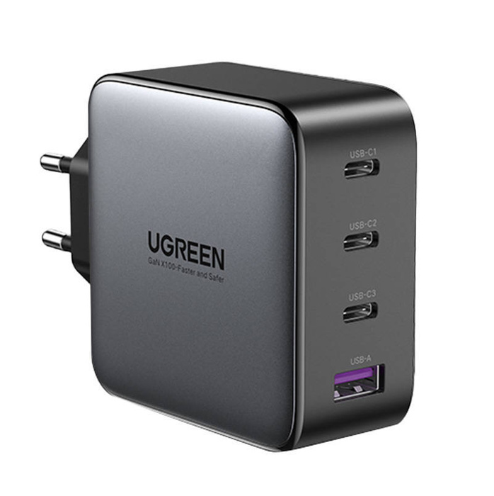 Mains charger UGREEN CD226, 3x USB-C, 1x USB-A, GaN, PD3.0, QC4+, 100W, 1.5m (grey)