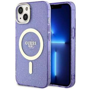 Case Guess GUHMP14SHCMCGU iPhone 14 6.1" purple/purple hardcase Glitter Gold MagSafe Case