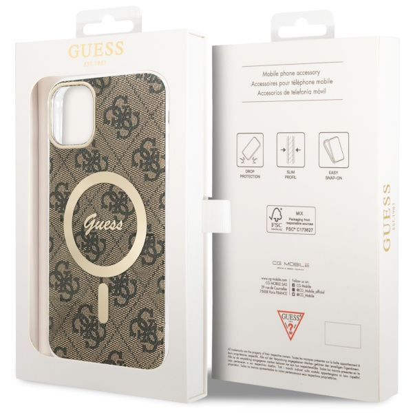 Hülle Guess GUHMN61H4STW iPhone 11 6.1" braun/braun hartcase 4G MagSafe Case