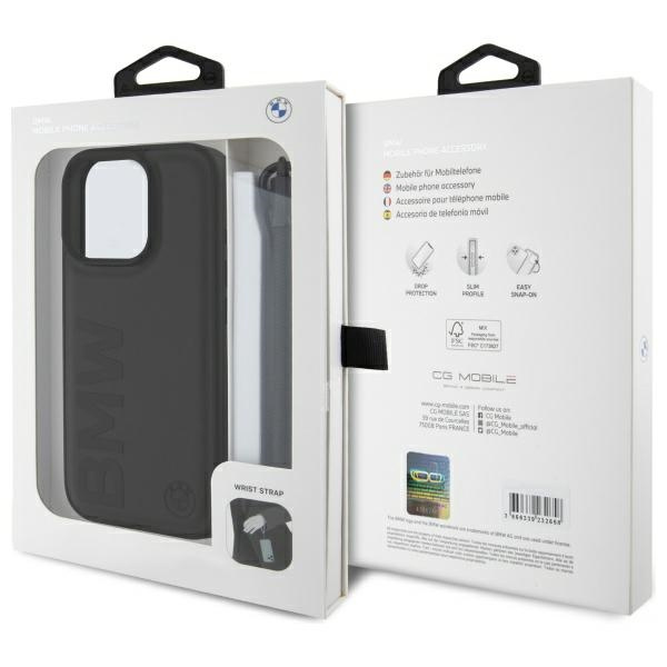 BMW BMHCP16X23RMRLK iPhone 16 Pro Max 6.9" black/black hardcase Signature Leather Wordmark Cord