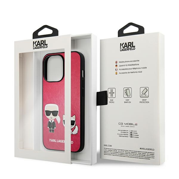 Hülle Karl Lagerfeld KLHCP13LPCUSKCP iPhone 13 Pro / 13 6.1" fuchsia/fushia Hartschale Ikonik Karl & Choupette CASE