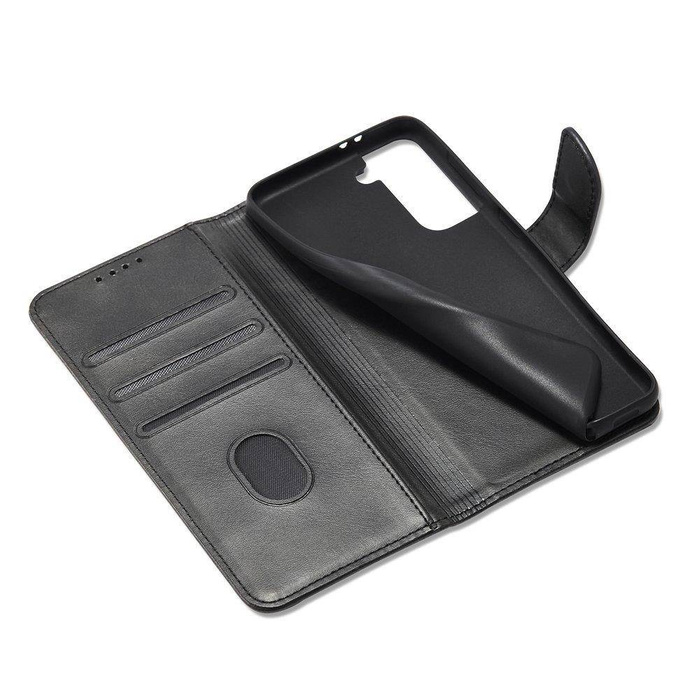 Magnet Case elegante cover per custodia con patta e funzione di supporto per Samsung Galaxy S22 Ultra nero