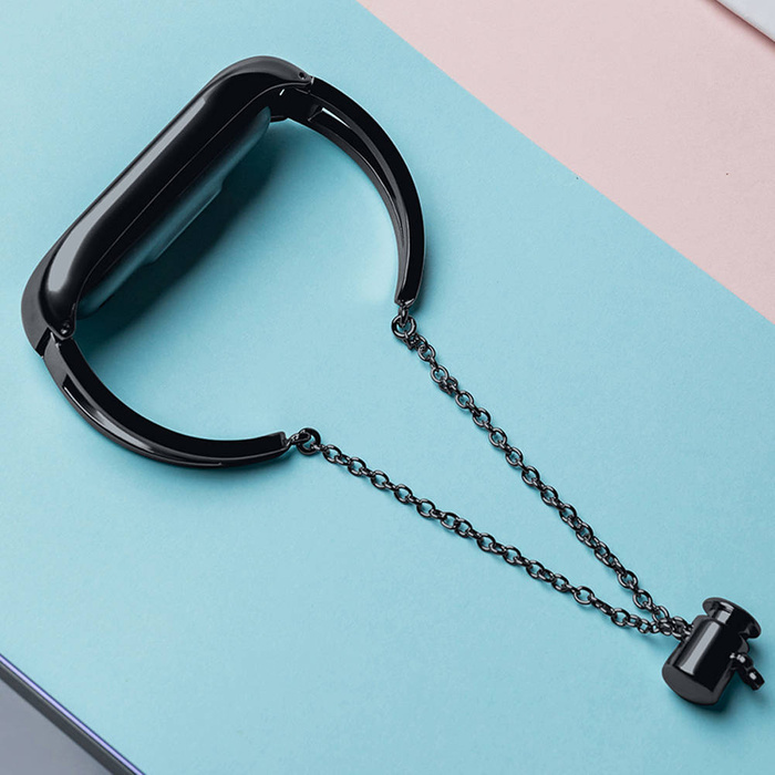 Remplacement de la chaîne du bracelet métallique bracelet pour Xiaomi Mi Band 6 / 5 / 4 / 3 noir