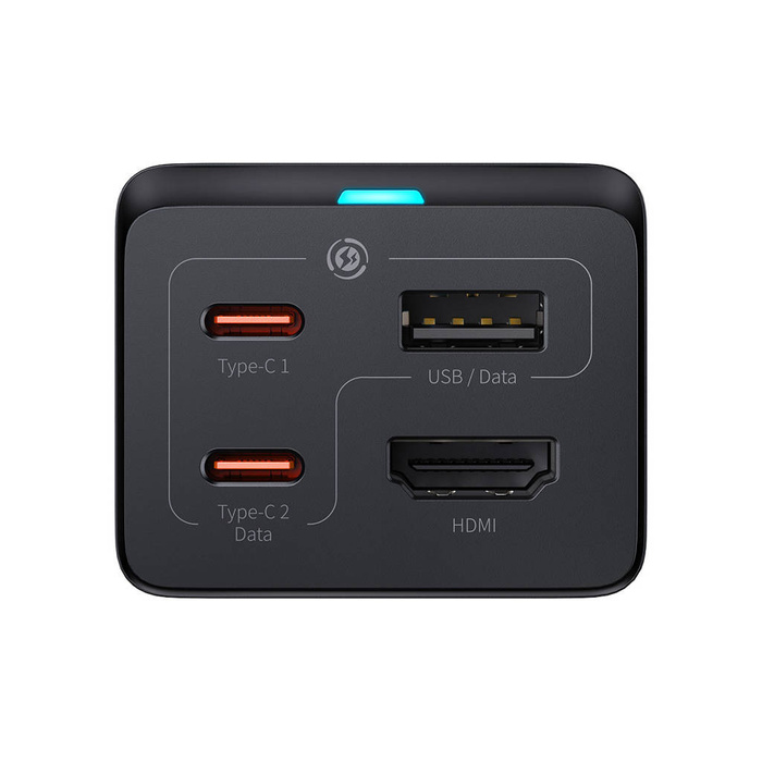 Rychlá nabíječka Baseus GaN5 Pro HUB HDMI 2 x USB-C / USB-A / HDMI 4K 30Hz 1,5m černá + USB-C kabel - USB-C 100W 40Gb/s (USB4) 1m (CCGP110201)