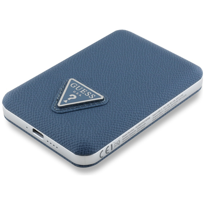 Powerbank indukcyjny Guess Grained       Triangle 5000mAh 15W USB-C MagSafe niebieski