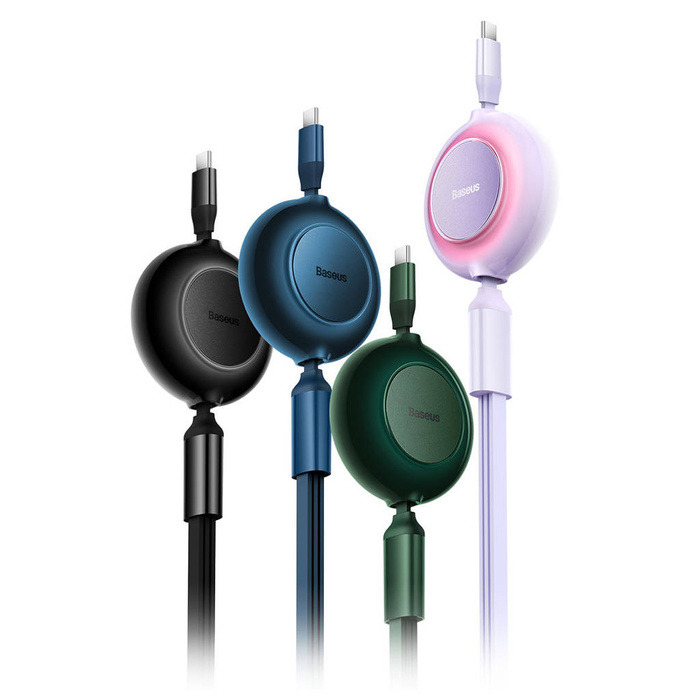 Baseus Bright Mirror 2 cavo retrattile 3in1 USB tipo C - micro USB + Lightning + USB tipo C 3.5A 1.1m viola (CAMJ010205)