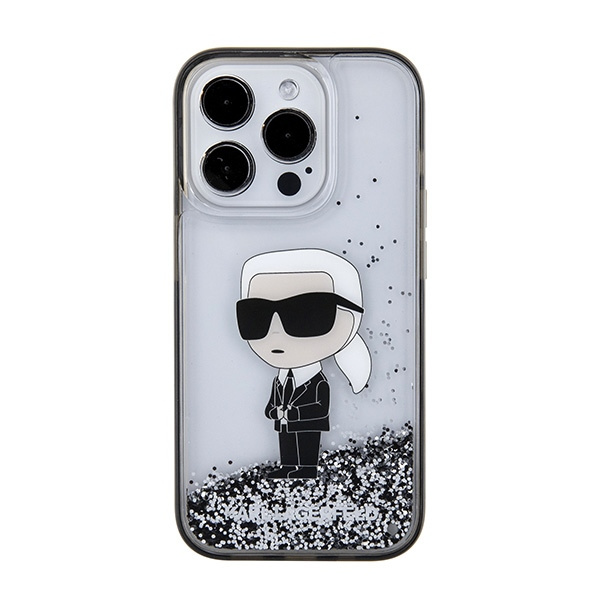 Etui Karl Lagerfeld KLHCP15LLKKNSK iPhone 15 Pro 6.1" transparent hardcase Liquid Glitter Ikonik Case