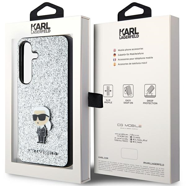 Etui Karl Lagerfeld KLHCS24MGCNPSG S24+ S926 srebrny/silver hardcase Fixed Glitter Ikonik Logo Metal Pin Case