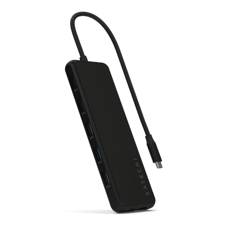 Satechi 13-in-1 USB-C Triple Display Multiport Adapter - adapter USB-C (1x Ethernet 1 Gbps, 3x USB-A 5 Gbps, 1x USB-A 10 Gbps, 2x USB-A 480 Mbps, 2x USB-C 10 Gbps 85W PD, 2x HDMI 2.0 4K@60Hz, DP 1.4 8K@60Hz, 3.5 mm Audio in/out) (black)