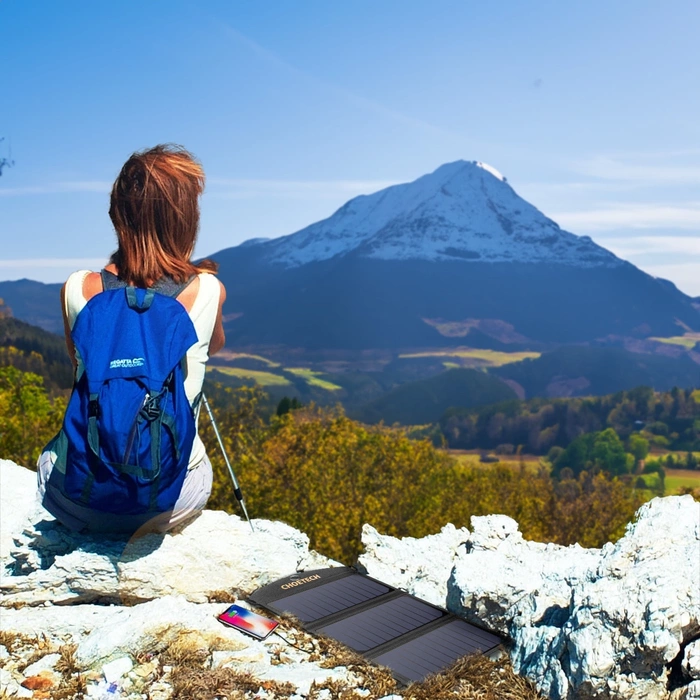 Choetech Faltbares Solarladegerät Solar Photovoltaik 19W 2x USB 2.4A Schwarz (SC001)