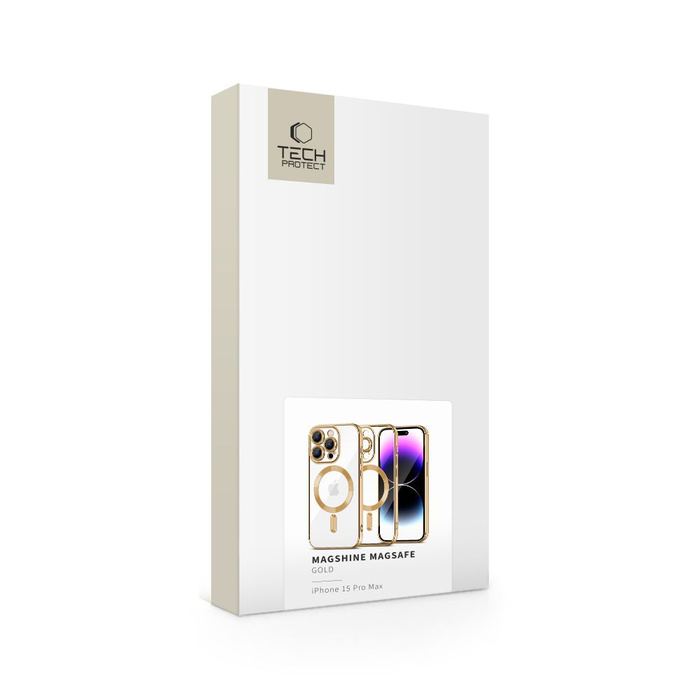 Obal Tech-protect Magshine MagSafe iPhone 15 Pro Max Gold Case