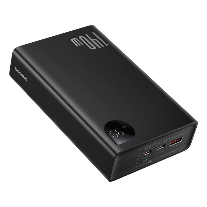 Powerbank Baseus Adaman 24000mAh 140W z wyświetlaczem cyfrowym z kablem Baseus Superior USB-C 240W (48V/5A) 1m - czarny