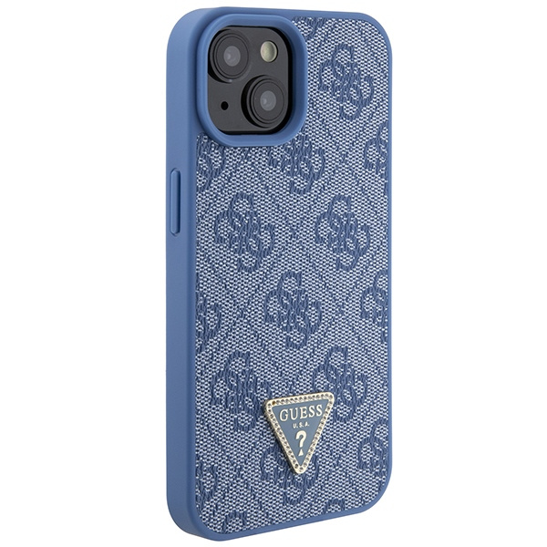 Hülle Guess GUHCP15SP4TDPB iPhone 15 6.1" blau/blau hartcase Leder 4G Triangle Strass Case
