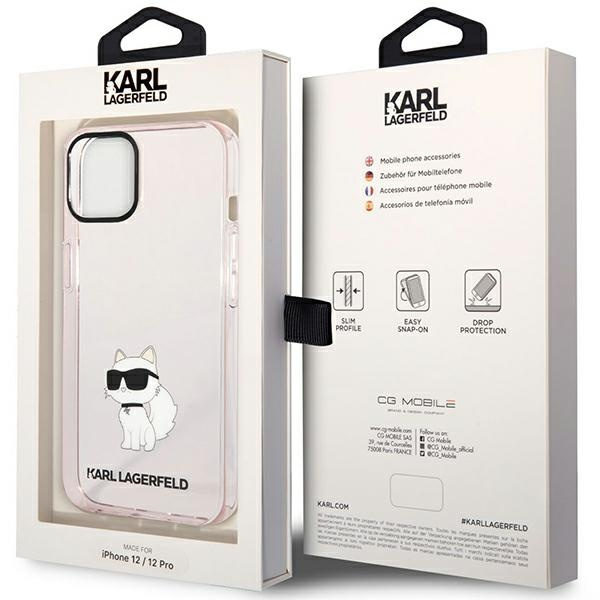 Coque Karl Lagerfeld KLHCP12MHNCHTCP iPhone 12 /12 Pro 6.1" rose/rose durcase Ikonik Choupette Case
