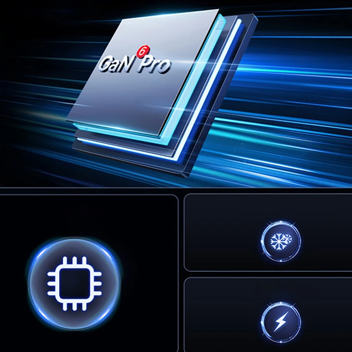 Baseus GaN6 Pro Ladegerät 100W 2 x USB-C 2 x USB-A mit schwarzem USB-C-Kabel 100W 1m - Schwarz