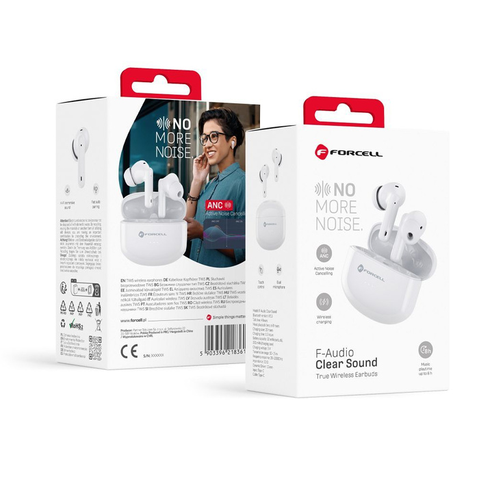 Słuchawki bezprzewodowe douszne Forcell F-Audio TWS Clear Sound białe