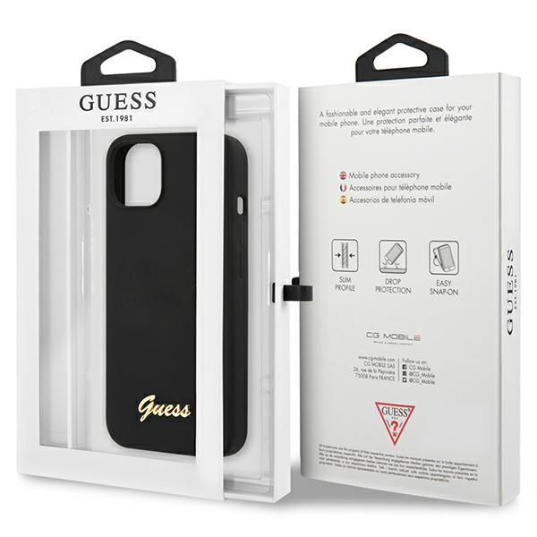 Guess GUHCP13MLSLMGBK iPhone 13 6,1" nero/nero durocase Silicone Script Gold Logo