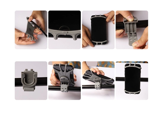 Drehbarer Fahrradhalter aus Silikon mit austauschbarem Kopf – schwarz