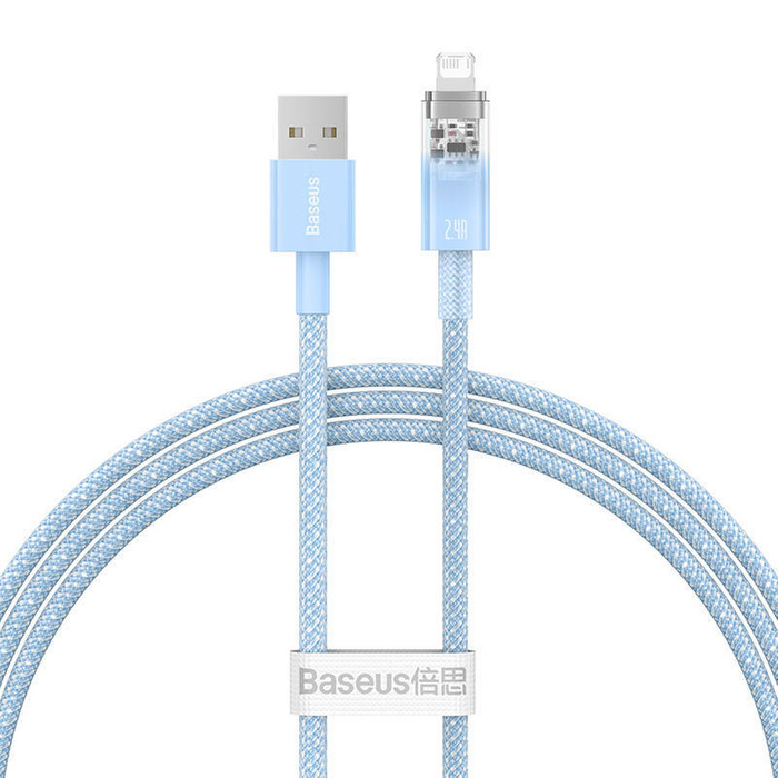 Kabel szybko ładujący Baseus Explorer USB do Lightning 2.4A 1M (niebieski)