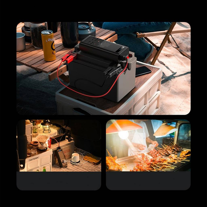 Baseus IGBT Inverter di alimentazione per auto 300 W 220 V (spina CN / EU) Nero (CGNB010101)